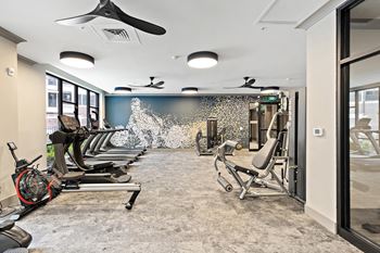 a gym with cardio equipment and exercise machines at the enclave at woodbridge apartments in sugar land  at The Griffin Royal Oak, Royal Oak, 48067